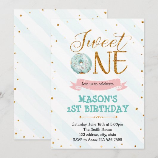 Donut-Party Einladung (Vorne/Hinten)