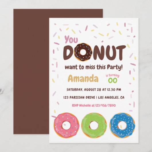 Donut-Party-Einladung Einladung (Vorne/Hinten)