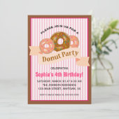 Donut Party für Kindergeburt Einladung (Stehend Vorderseite)