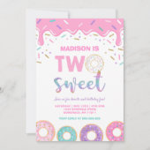 Donut Party Rosa: zwei süße Birthday einladen Einladung (Vorderseite)