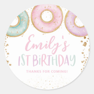 Donut Party Vielen Dank Sticker 1. Geburtstag Part