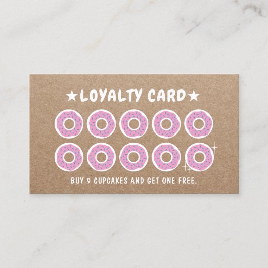 Donut Pastry Bakery Kraft Loyalty Rewards Treuekarte (Vorderseite)