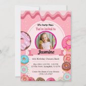 Donut Pattern 6. Geburtstagsparty Einladung (Vorderseite)