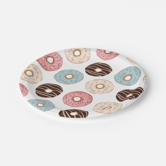 Donut Pattern Birthday Paper Teller (Schrägansicht)
