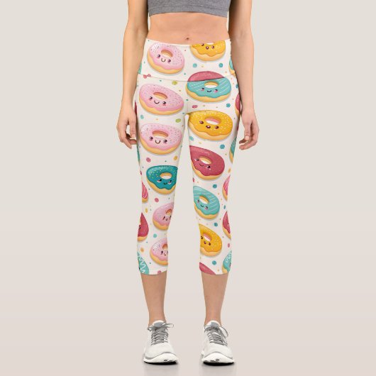 Donut Pattern Capri Leggings (Vorderseite)