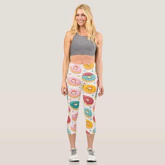 Donut Pattern Capri Leggings (Vorderseite)