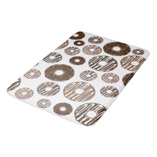 Donut Pattern, Chocolate Donuts, Karamel Donuts Badematte (Schrägansicht)