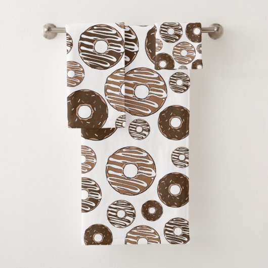 Donut Pattern, Chocolate Donuts, Karamel Donuts Badhandtuch Set (Insitu)