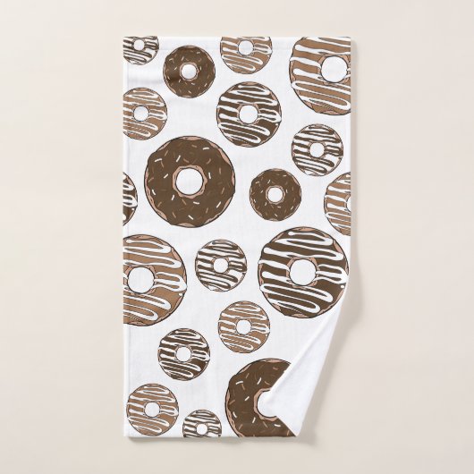 Donut Pattern, Chocolate Donuts, Karamel Donuts Badhandtuch Set (Handtuch)