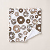 Donut Pattern, Chocolate Donuts, Karamel Donuts Badhandtuch Set (Waschlappen)