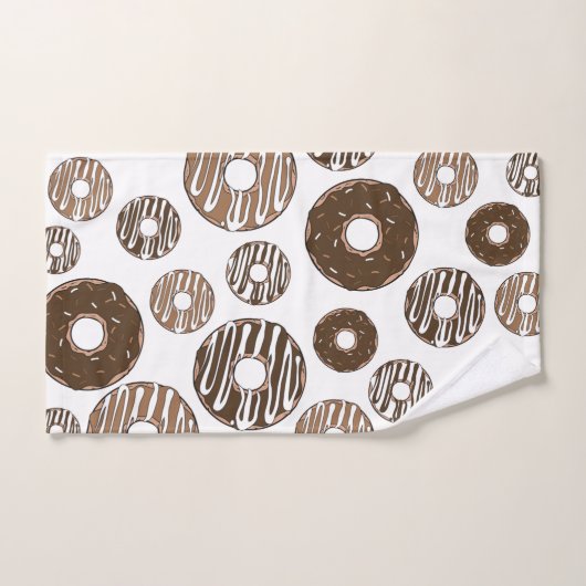 Donut Pattern, Chocolate Donuts, Karamel Donuts Badhandtuch Set (Handtuch)