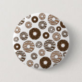 Donut Pattern, Chocolate Donuts, Karamel Donuts Button (Vorderseite)