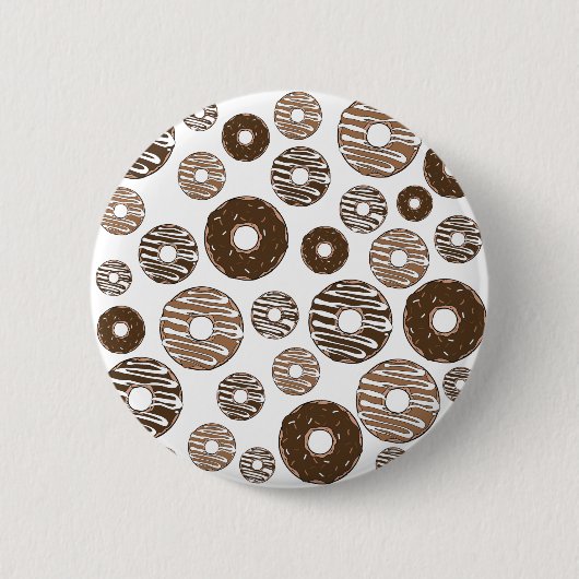 Donut Pattern, Chocolate Donuts, Karamel Donuts Button (Vorderseite)