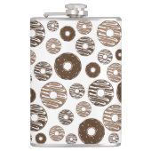 Donut Pattern, Chocolate Donuts, Karamel Donuts Flachmann (Vorderseite)