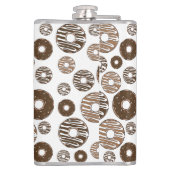 Donut Pattern, Chocolate Donuts, Karamel Donuts Flachmann (Rückseite)