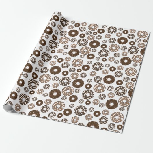 Donut Pattern, Chocolate Donuts, Karamel Donuts Geschenkpapier (Ungerollt)