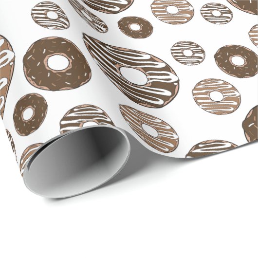 Donut Pattern, Chocolate Donuts, Karamel Donuts Geschenkpapier (Rolleneckpunkt)