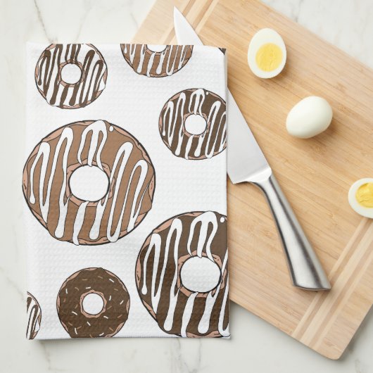 Donut Pattern, Chocolate Donuts, Karamel Donuts Geschirrtuch (Viertel Falte)