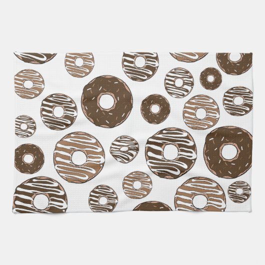Donut Pattern, Chocolate Donuts, Karamel Donuts Geschirrtuch (Horizontal)