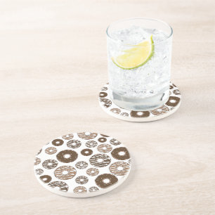 Donut Pattern, Chocolate Donuts, Karamel Donuts Getränkeuntersetzer