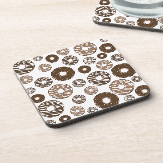 Donut Pattern, Chocolate Donuts, Karamel Donuts Getränkeuntersetzer (Linke Seite)