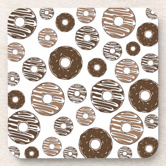 Donut Pattern, Chocolate Donuts, Karamel Donuts Getränkeuntersetzer (Vorderseite)