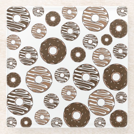 Donut Pattern, Chocolate Donuts, Karamel Donuts Glasuntersetzer (Vorderseite)