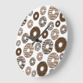 Donut Pattern, Chocolate Donuts, Karamel Donuts Große Wanduhr (Winkel)