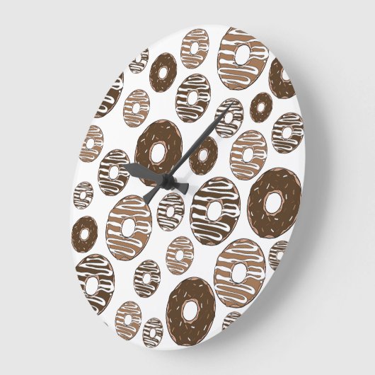 Donut Pattern, Chocolate Donuts, Karamel Donuts Große Wanduhr (Winkel)