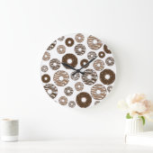 Donut Pattern, Chocolate Donuts, Karamel Donuts Große Wanduhr (Zuhause)