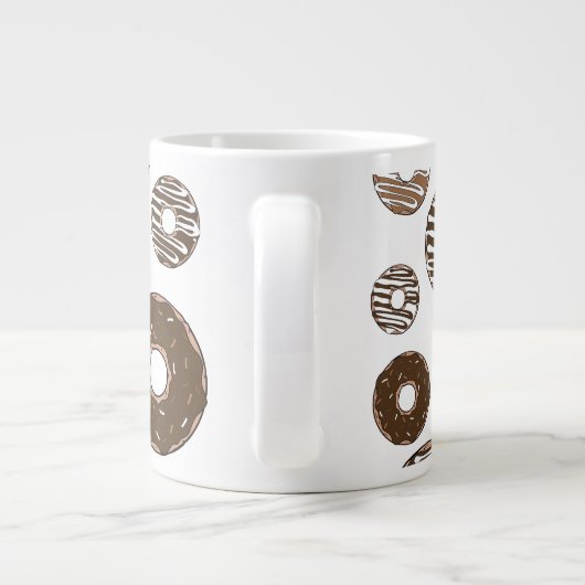 Donut Pattern, Chocolate Donuts, Karamel Donuts Jumbo-Tasse (Rückseite)
