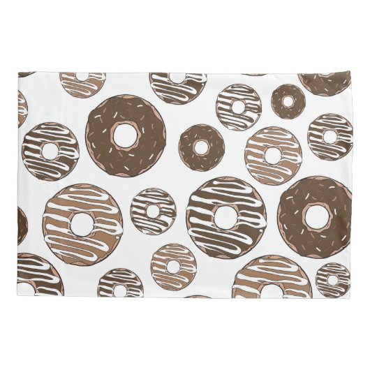 Donut Pattern, Chocolate Donuts, Karamel Donuts Kissenbezug (Rückseite)