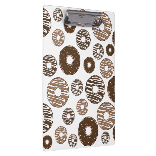 Donut Pattern, Chocolate Donuts, Karamel Donuts Klemmbrett (Rechts)
