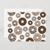 Donut Pattern, Chocolate Donuts, Karamel Donuts Postkarte (Vorne/Hinten)