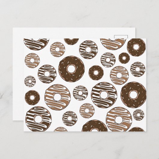 Donut Pattern, Chocolate Donuts, Karamel Donuts Postkarte (Vorne/Hinten)