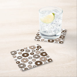 Donut Pattern, Chocolate Donuts, Karamel Donuts Rechteckiger Pappuntersetzer