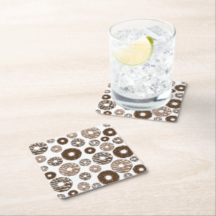 Donut Pattern, Chocolate Donuts, Karamel Donuts Rechteckiger Pappuntersetzer