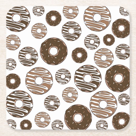 Donut Pattern, Chocolate Donuts, Karamel Donuts Rechteckiger Pappuntersetzer (Vorderseite)