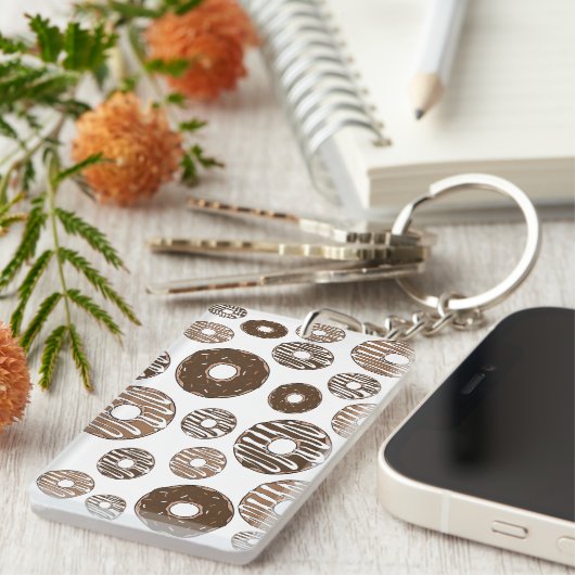 Donut Pattern, Chocolate Donuts, Karamel Donuts Schlüsselanhänger (Vorderseite rechts)