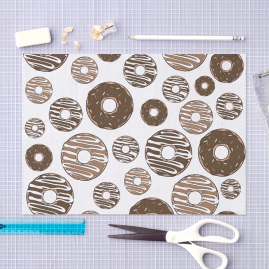 Donut Pattern, Chocolate Donuts, Karamel Donuts Seidenpapier (Handwerk)