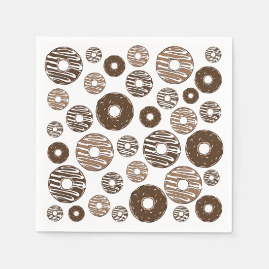 Donut Pattern, Chocolate Donuts, Karamel Donuts Serviette (Vorderseite)