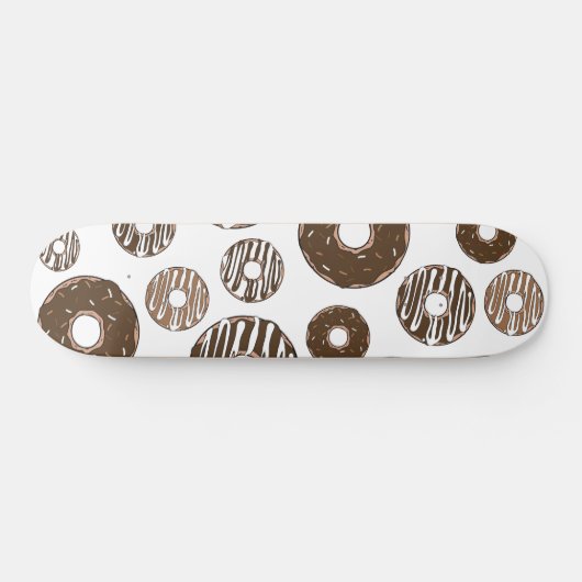 Donut Pattern, Chocolate Donuts, Karamel Donuts Skateboard (Horizontal)