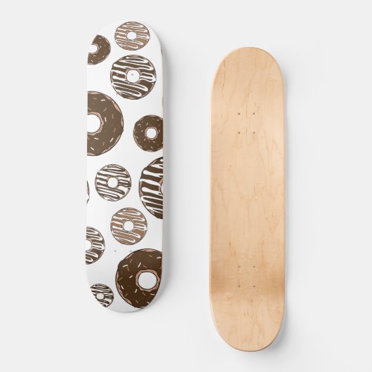 Donut Pattern, Chocolate Donuts, Karamel Donuts Skateboard (Vorderseite)