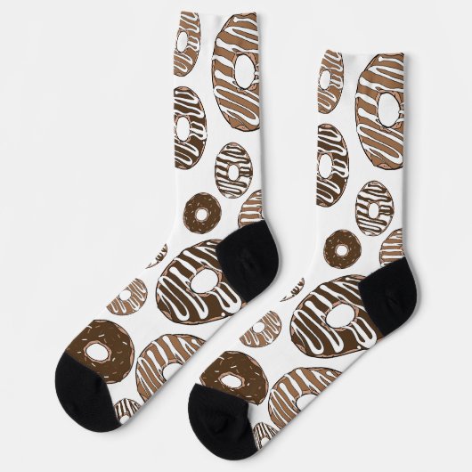 Donut Pattern, Chocolate Donuts, Karamel Donuts Socken (Linkes Detail)