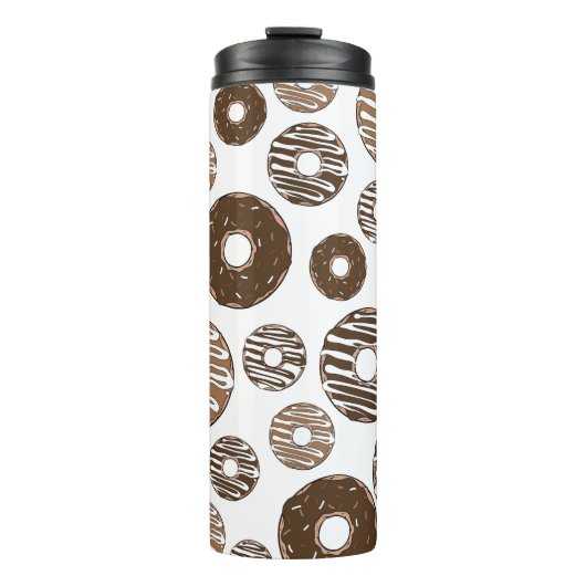 Donut Pattern, Chocolate Donuts, Karamel Donuts Thermosbecher (Vorderseite)