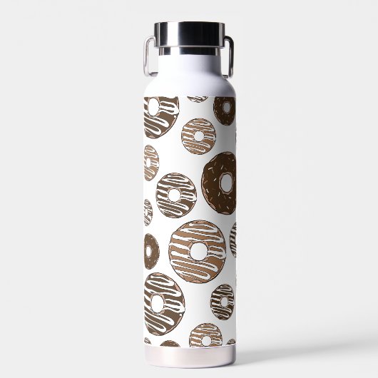 Donut Pattern, Chocolate Donuts, Karamel Donuts Trinkflasche (Vorne)