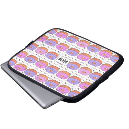 Donut Pattern individuelle Laptop-Ärmel Laptopschutzhülle (Vorne Knopf)