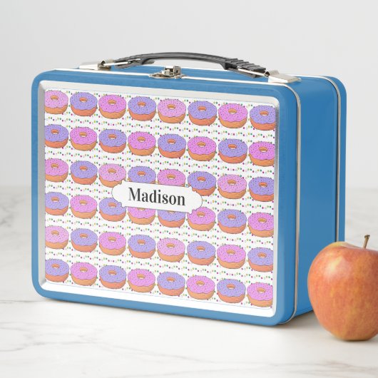 Donut Pattern individuelle Name Lunch Box (Beispiel)