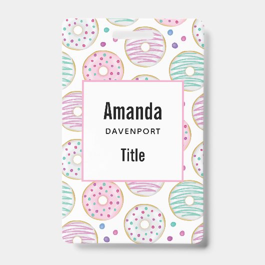 Donut Pattern Niedlich farbenfroh Ausweis (Vorderseite)