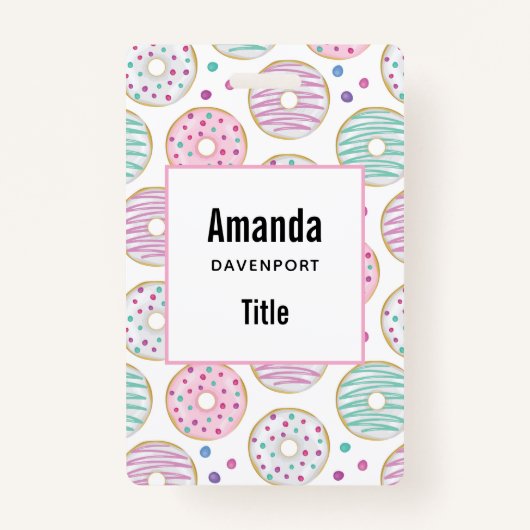 Donut Pattern Niedlich farbenfroh Ausweis (Vorderseite)